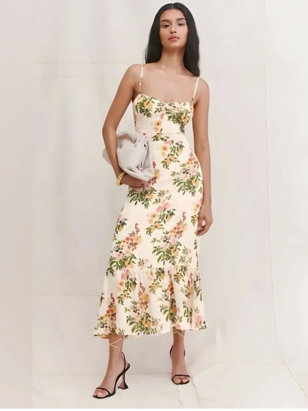 Reformation Emersyn A-Line Midi Dress | Milo Floral Citrus Print | Size 6